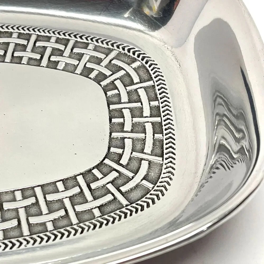 Vintage RWP WILTON Armetale Pewter-Style Basket Weave Bread/Serving Tray 9